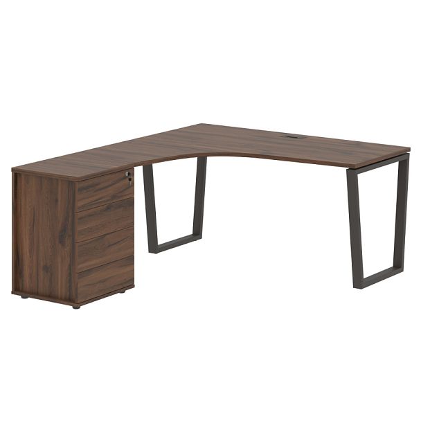 Стол эргономичный с тумбой EVCET 1518(L) Дуб Денвер тёмный/Мокко 1560х1880х750 EDIS - Вид 1