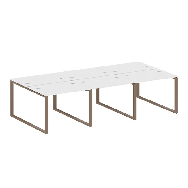 Metal System Р. ст. на 6 раб. места на О-образном м/к БО.СМ-6.1 Белый/Мокко металл 3000*1475*750 - Вид 1