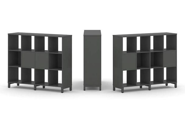 Стайл Проджект Набор стеллажа 2-х сторон., 3 яр. SN.NSD-341 Антрацит/Металл Антрацит 1488*400*1248 - Вид 1