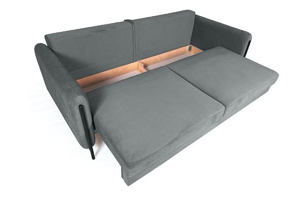 Barcelona диван-кровать трехместный прямой, велюр серый - Вид 5
