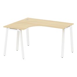 Metal System Стол криволинейный левый на А-образном м/к БА.СА-3 (L) Акация/Белый металл 1400*1200*750 - Фото предпросмотра