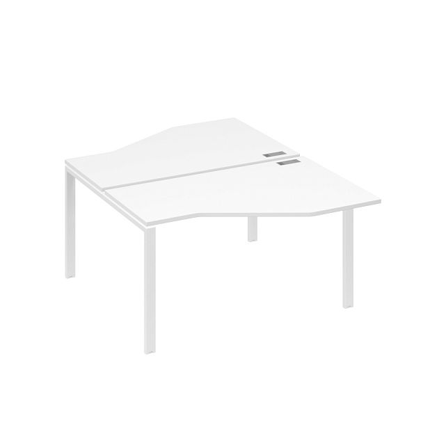 Рабочая станция (2х140) со столами Техно на каркасе UNO A4 А4 Б1 187 БП белый премиум / металлокаркас белый - Вид 1