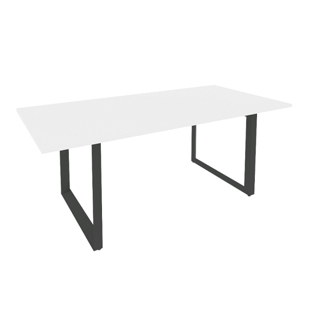 Onix Direct Стол переговорный на О-образном м/к O.MO-PRG-19 Белый бриллиант/Антрацит металл 1980*980*750 - Вид 1