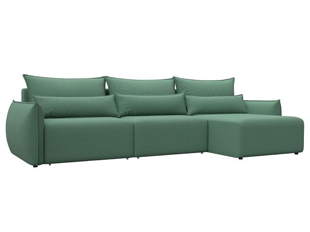 Диван угловой Лига-051 НПБ Лонг угол универсальный Рогожка зеленый - Вид 1