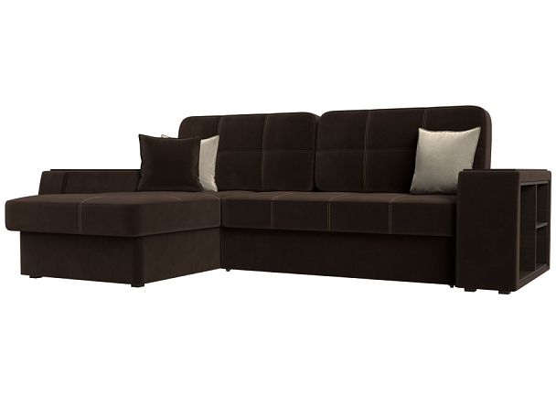 Угловой диван Брюссель левый (полностью микровельвет коричневый) - Вид 1