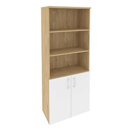 Onix Шкаф высокий широкий O.ST-1.1 Тиквуд светлый/Белый бриллиант 800*420*1977 - Фото предпросмотра