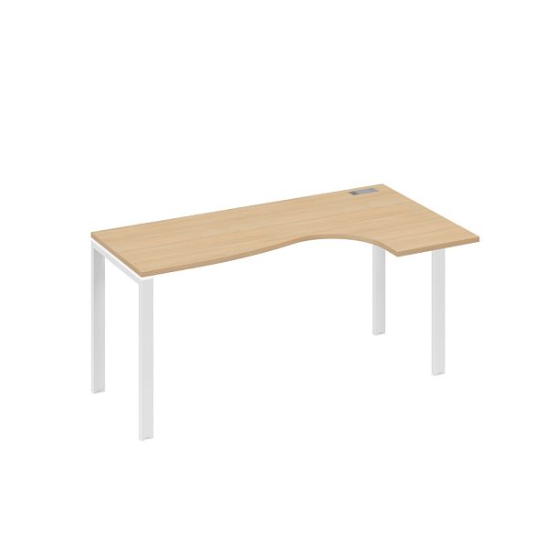Стол эргономичный правый "Классика" на металлокаркасе UNO A4 А4 Б1 036 БП натуральный дуб / металлокаркас белый - Вид 1