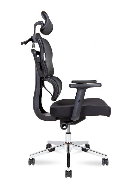 Кресло офисное / Ergo / черный пластик / черная сетка / черная ткань - Вид 4