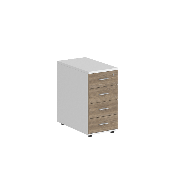 Тумба приставная Sigma 400х700х725 с 4 ящ., с замком без топа / корпус: белый; фасады: дуб темный - Вид 1