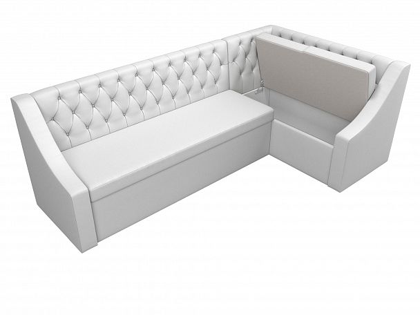 Кухонный угловой диван Мерлин правый (полностью экокожа белая) - Вид 6