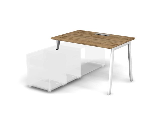 MATRIX 121B103-A Стол прямой с опорой на тумбу, пров-ик Merida (А-опоры) 1180х780х775 Дуб Крафт/Белы - Вид 1