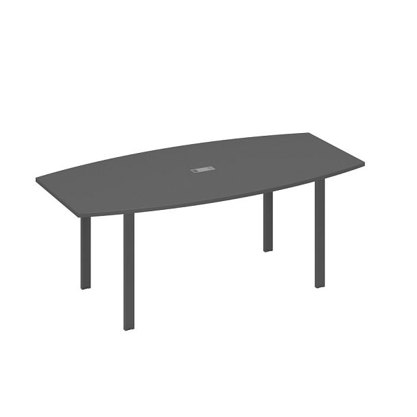 Стол 200x100 для переговоров фигурный на опорах UNO A4 А4 Б1 113 БП антрацит премиум / металлокаркас антрацит - Вид 1