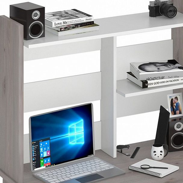 Стол компьютерный Домино Lite СКЛ-Прям100Р+НКЛ-100 Белый/Нельсон - Вид 4