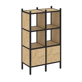 Loft Прямой стеллаж наборный VR.L-03 Тиквуд светлый/Чёрный металл 862*446*1458 - Фото предпросмотра