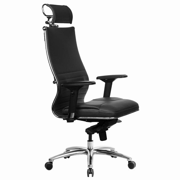 Кресло офисное МЕТТА "SAMURAI" KL-3.05, с подголовником, экокожа, черное - Вид 5