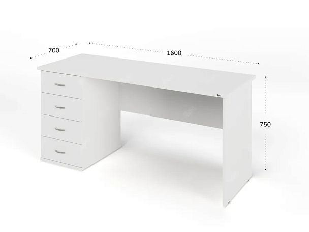 ЛАЙТ / LIGHT RLG008-16x7L Однотумбовый стол 160x70x75 Белый - Вид 3