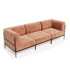 Rio Диван трёхместный РСЕ-06 Velvet Lux 14/Металл Черный 2430*810*770 - Фото предпросмотра