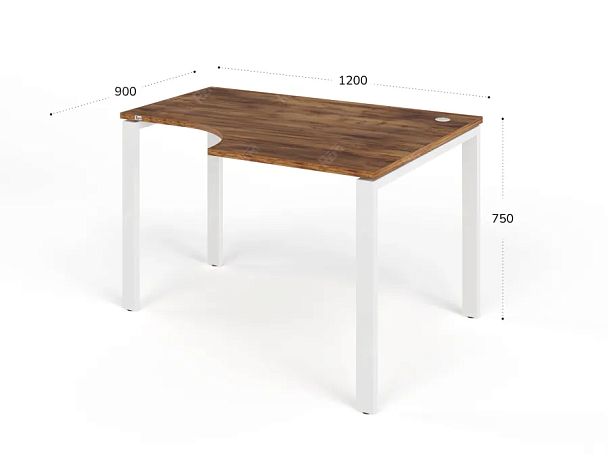 TANDEM RTD073-MK-120R-SH Стол угловой на металлокаркасе правый 1200х900х750 Таксония шоколадная/Белы - Вид 2