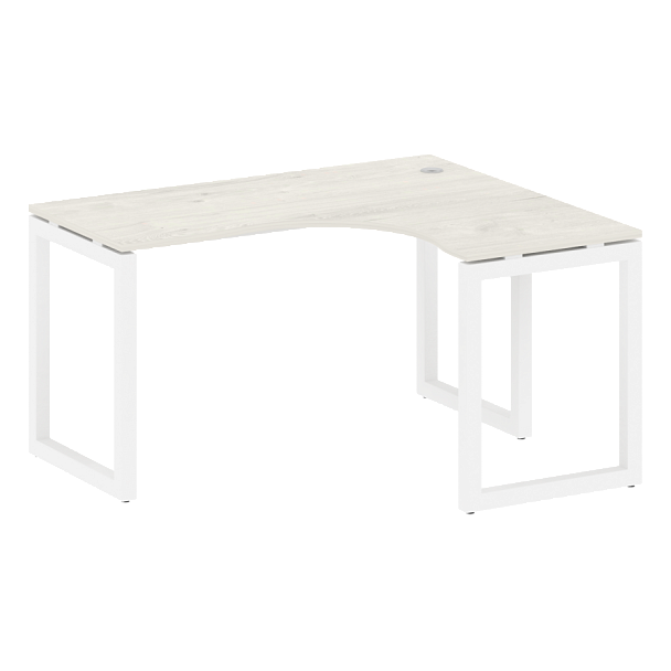 Metal System Quattro Стол криволинейный правый на О-образном м/к 50БО.СА-3 (R) Дуб наварра/Белый металл 1400*1200*750 - Вид 1