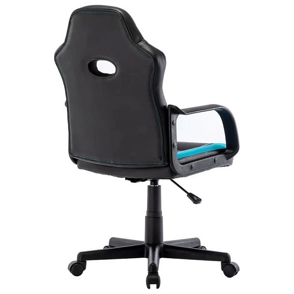 Кресло компьютерное BRABIX "Stripe GM-202", экокожа, черное/голубое, 532509 - Вид 4