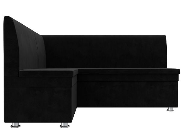 Кухонный угловой диван Уют левый (полностью велюр черный) - Вид 2