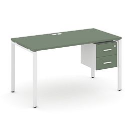 Concept Стол рабочий с подвесной тумбой с 2 ящ. CN.SP-113 W Кобо/Белый Бриллиант/Металл Белый 980*720*750 - Фото предпросмотра