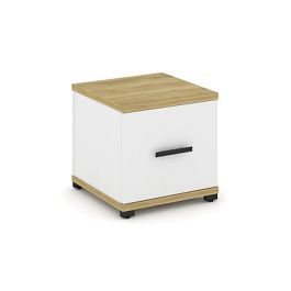 Concept Тумба приставная 1 распаш. фасад CN.TUP-004 W Дуб Винченцо/Белый Бриллиант/Металл Черный 420*420*416 - Фото предпросмотра