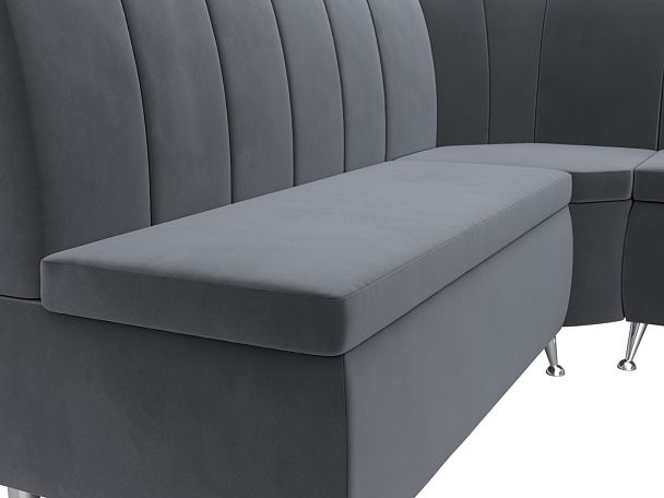 Кухонный угловой диван Кантри правый (полностью велюр серый) - Вид 4