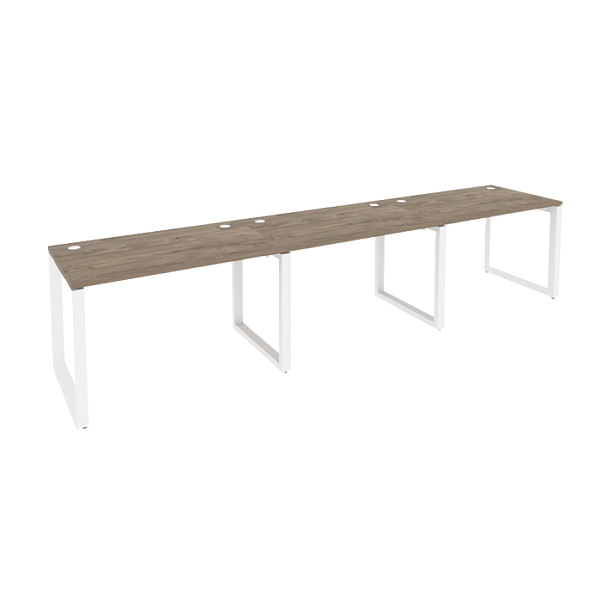 Onix Рабочая станция на О-образном м/к O.MO-RS-3.2.7 Тиквуд темный/Белый металл 3540*720*750 - Вид 1