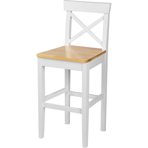 Стул полубарный деревянный с жестким сиденьем Бергольф Белый/Натуральный - Вид 1