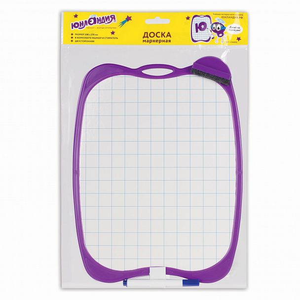 Доска двусторонняя маркерная A4 190х270 мм, БЕЛАЯ/КЛЕТКА, с маркером и стирателем, ЮНЛАНДИЯ, 236898 - Вид 8