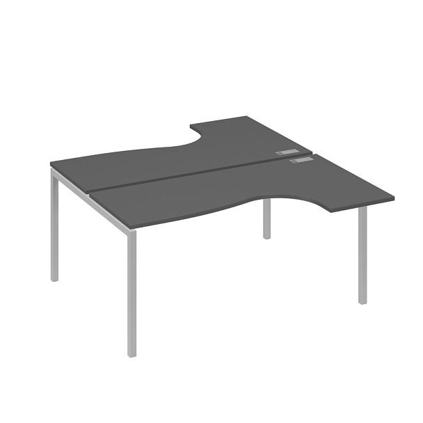 Рабочая станция каркас DUE (2х160) столы Классика A4 А4 Б2 182 БП антрацит премиум / металлокаркас серый - Вид 1