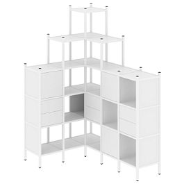 Loft Угловой внутренний стеллаж наборный VR.L-43 Белый бриллиант/Белый металл 1278*1694*2280 - Фото предпросмотра