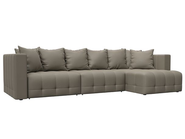 Диван угловой Лига-052 НПБ Лонг угол универсальный Экокожа бежевый - Вид 1