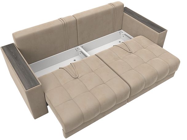 Диван прямой с декором Лига-049 НПБ Велюр бежевый - Вид 8