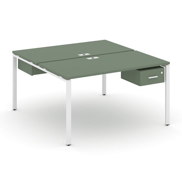 Concept Рабочая станция 2 сторонняя с подвесными тумбами на 2 места CN.DRS-109 W Кобо/Металл Белый 980*1480*750 - Вид 1