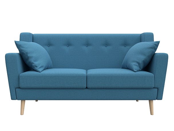 Диван кухонный прямой Брайтон 2 Рогожка голубой - Вид 2