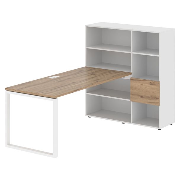 Стол-стеллаж EQRST 1217 Дуб Денвер светлый/Белый/Белый 2190х1250х1355 EDIS - Вид 1