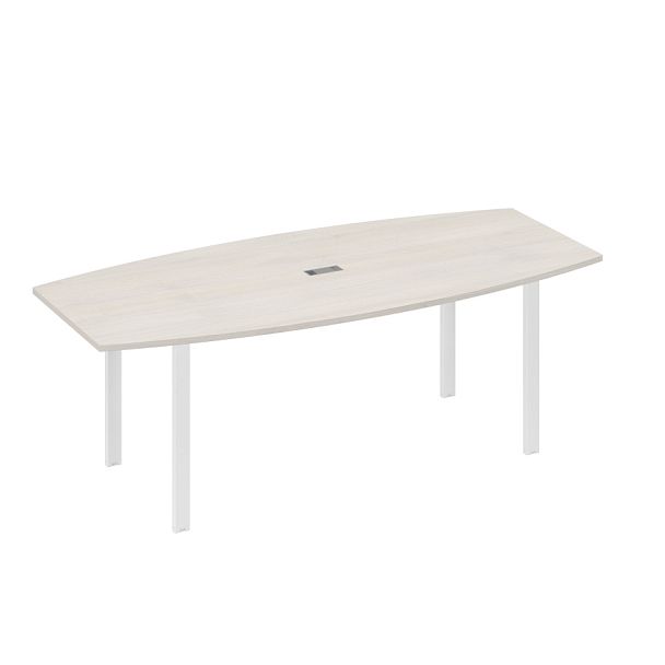 Стол 220 для переговоров фигурный на металлокаркасе UNO A4 А4 Б1 114 БП дуб / металлокаркас белый - Вид 1