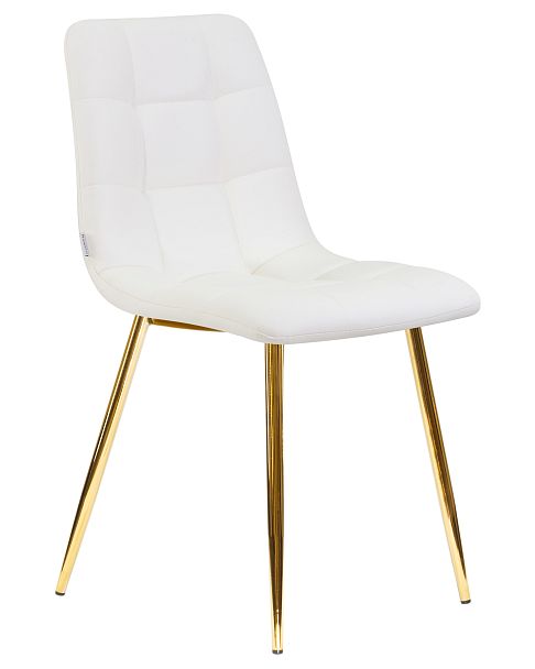 Стул обеденный DOBRIN ALEX (золотые ножки, белая экокожа (P-02)) - Вид 2