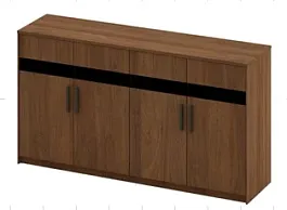 Maxim DG64-2.157085 Шкаф низкий для документов, тонированное стекло на фасадах Maxim кабинет руководителя  орех - Фото предпросмотра