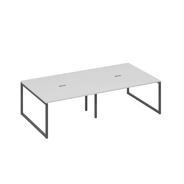 Стол 280 переговорный с опорами QUATTRO A4 А4 Б4 135-2 БП серый / металлокаркас антрацит - Вид 1