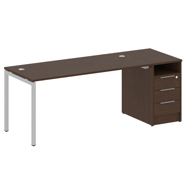 Metal System Quattro Р. ст. с тумбой на П-образном м/к 40БП.РС-СТП-1.4 Венге/Серый металл 2012*720*750 - Вид 1