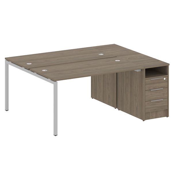 Metal System Quattro Р. ст. с тумбой на П-образном м/к 40БП.РС-СТП-2.3 Вяз/Серый металл 1812*1475*750 - Вид 1