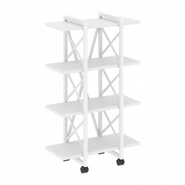 Стеллаж на колесах "Loft" VR.L-MST.K-4.4V белый бриллиант/белый - Вид 1