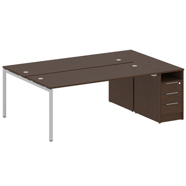 Metal System Quattro Р. ст. с тумбой на П-образном м/к 40БП.РС-СТП-2.5 Венге/Серый металл 2212*1475*750 - Вид 1