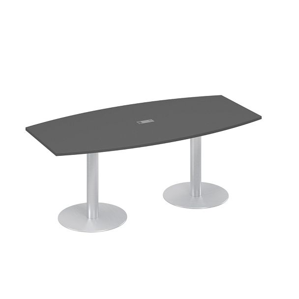 Стол 200x100 на колоннах фигурный для переговоров A4 А4 ХР 113 антрацит премиум - Вид 1