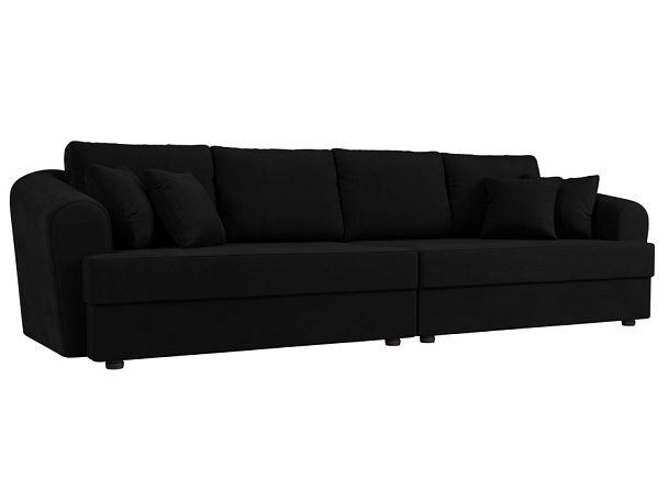 Прямой диван Милтон (полностью микровельвет черный) - Вид 1