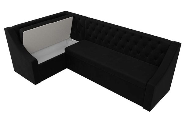 Кухонный угловой диван Мерлин левый (полностью микровельвет черный) - Вид 7