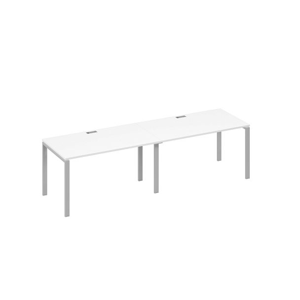 Станция на каркасе UNO столы 2х140 A4 А4 Б1 024-2 БП белый премиум / металлокаркас серый - Вид 1
